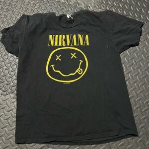 Nirvana Black T-Shirt with Yellow Logo